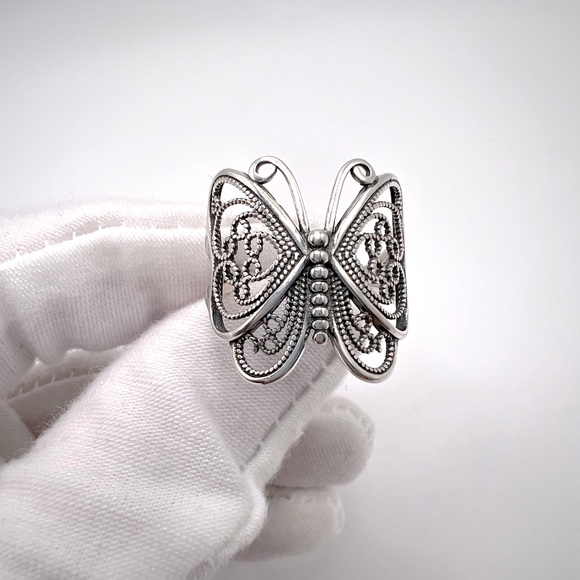 .925 Sterling Silver Filigree Butterfly Ring - Picture 5 of 16